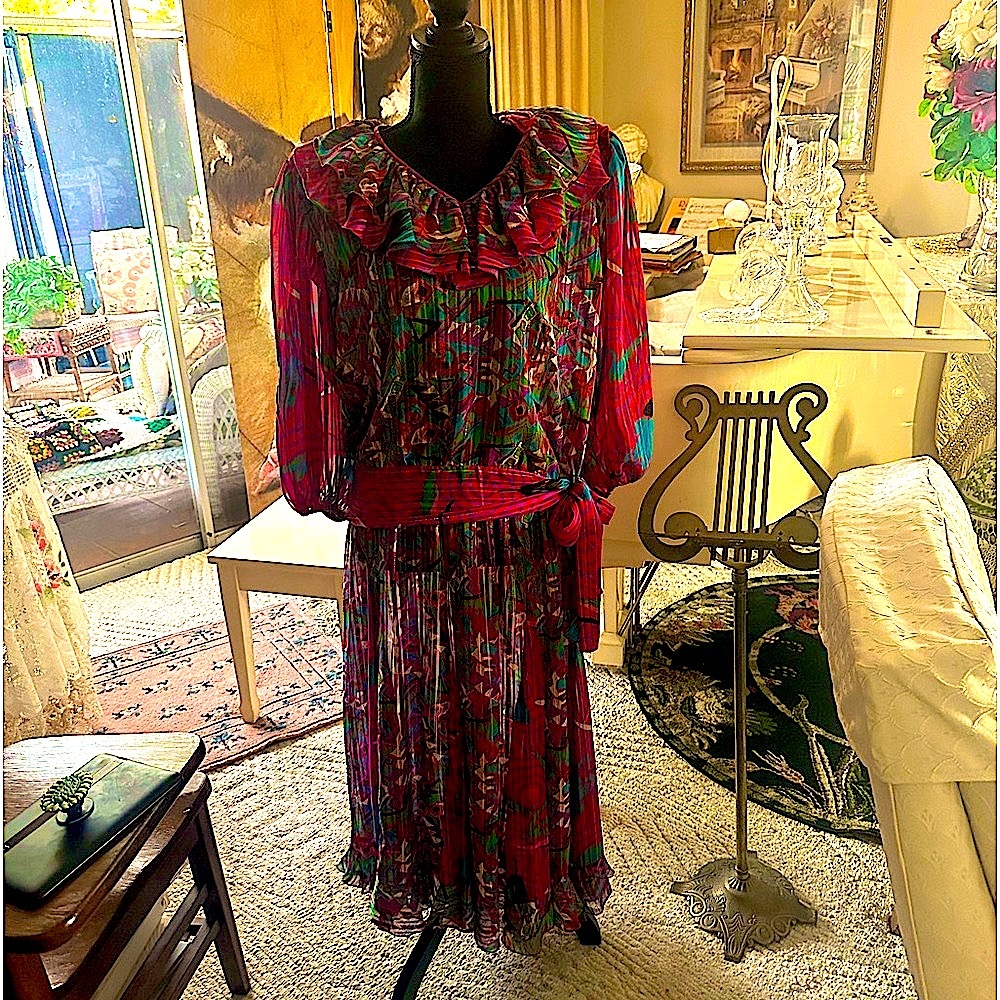 Womens Vintage Diane Freis Dress, One Size